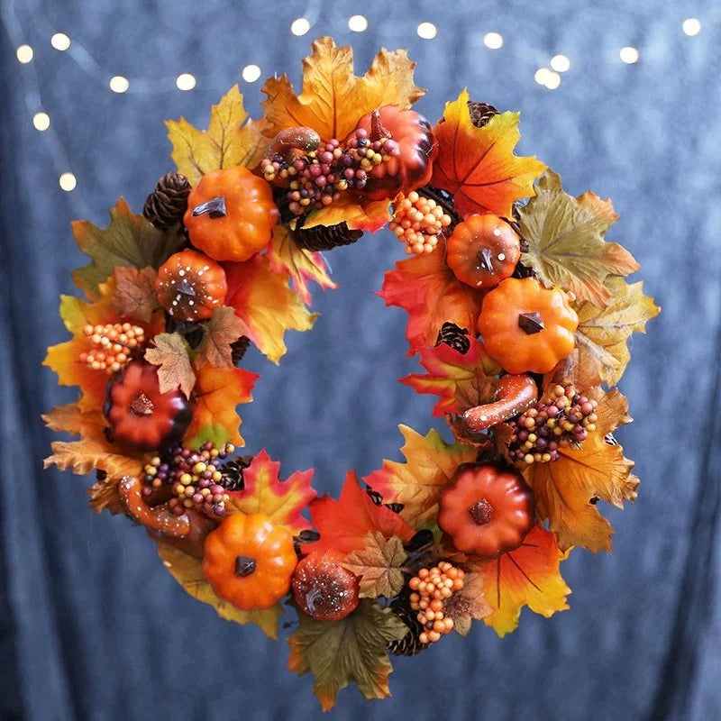 Mintiml® Halloween Pumpkin Berry Maple Vine Wreath