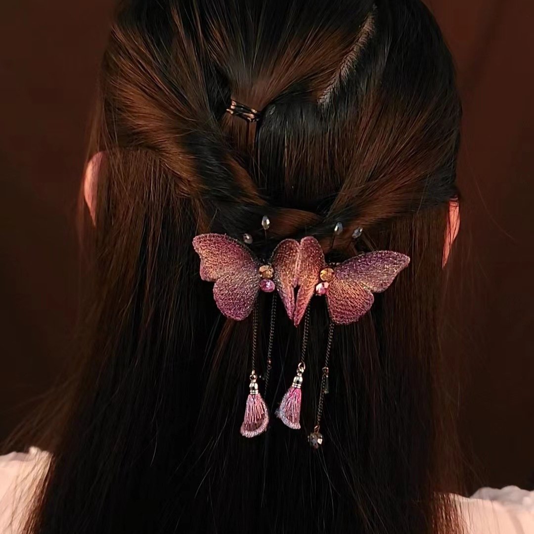 Temperament Butterfly Rhinestone Tassel Hair Clip（50%OFF）