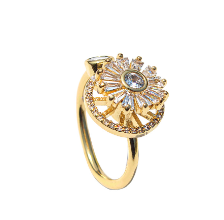 Gold Crystal Anxiety Relief Spinning Ring（50%OFF）